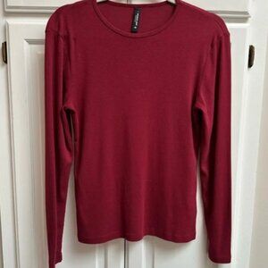 American Giant Long Sleeve Ribbed Tee Maroon Size Medium